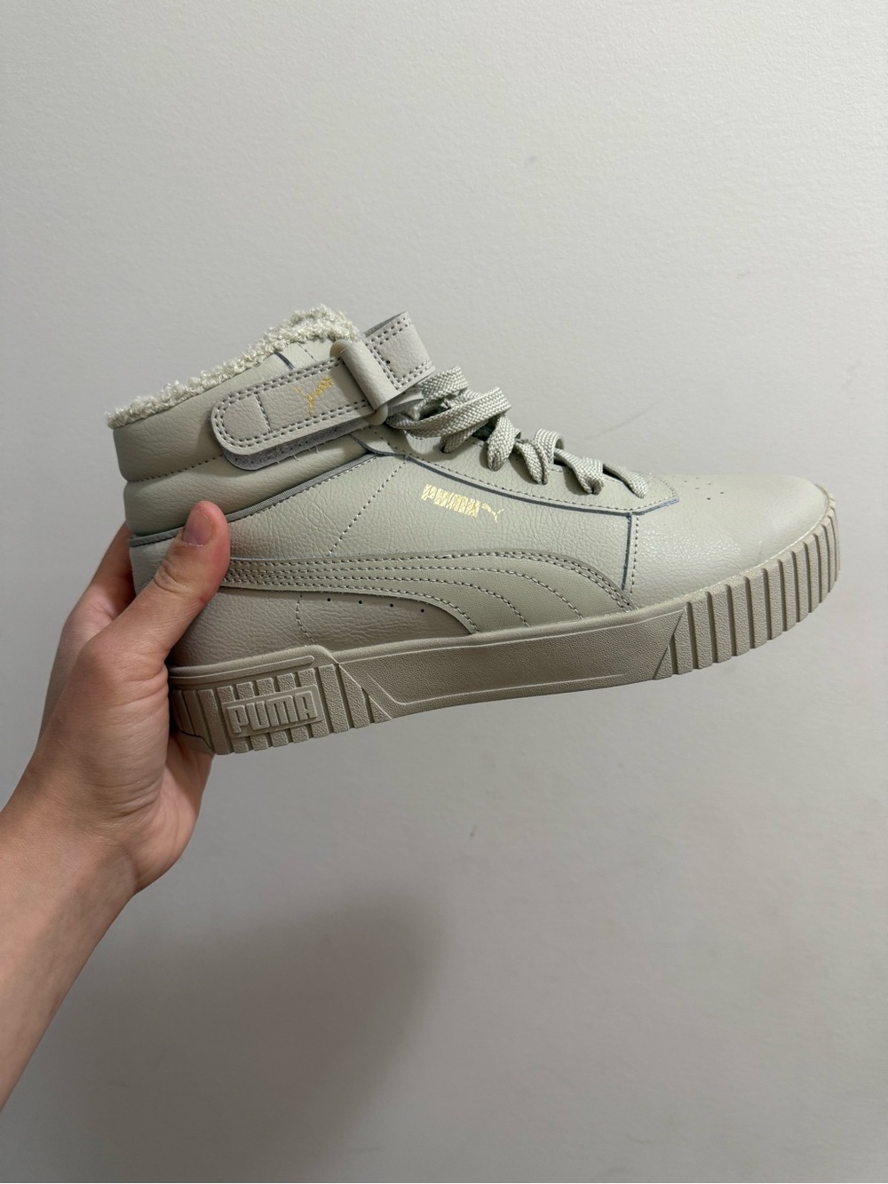 Puma Mid-Top Sneaker in Light Cream